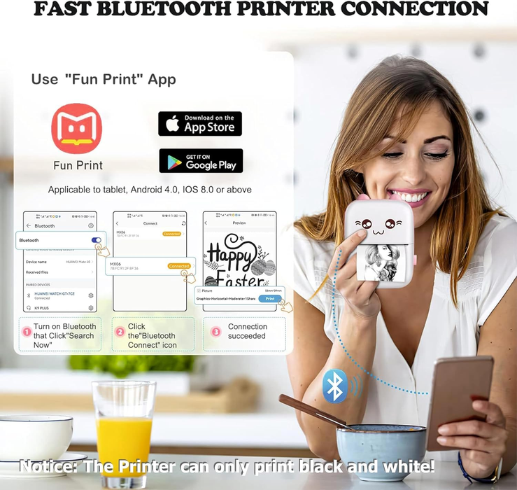 Inkless Bluetooth Pocket Printer – Print Anytime, Anywhere!