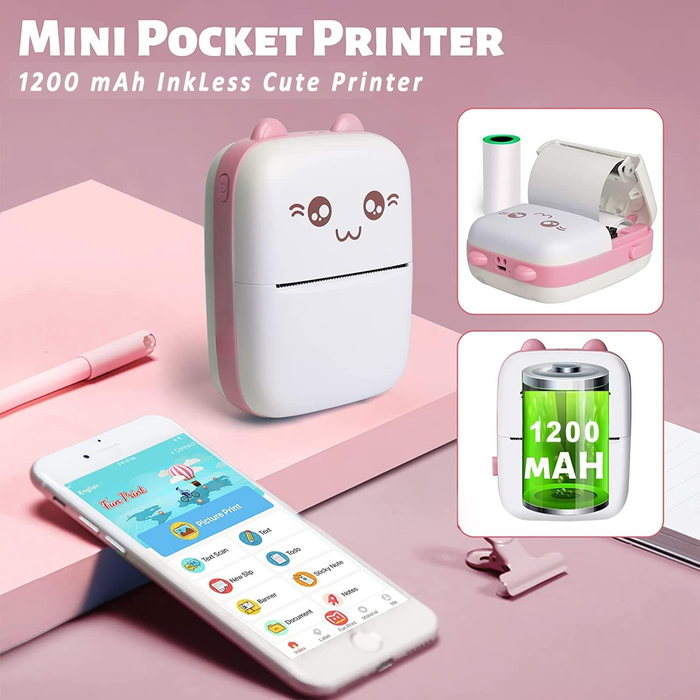 Inkless Bluetooth Pocket Printer – Print Anytime, Anywhere!